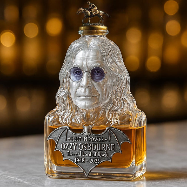 Botella de Whisky Tributo a Ozzy Osbourne con Caja de Exhibición de Vidrio