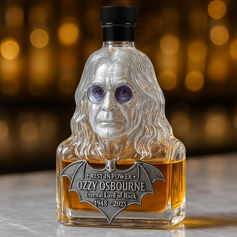 Botella de Whisky Tributo a Ozzy Osbourne con Caja de Exhibición de Vidrio