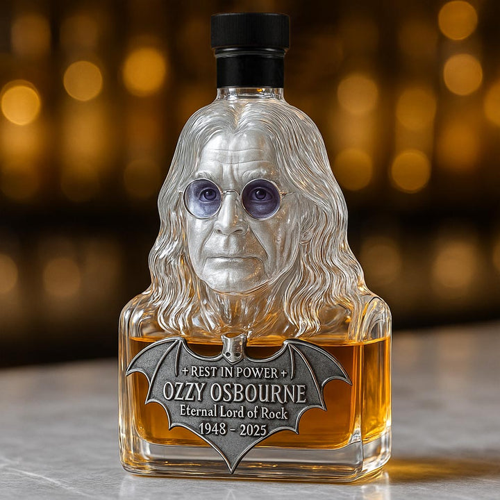 Botella de Whisky Tributo a Ozzy Osbourne con Caja de Exhibición de Vidrio