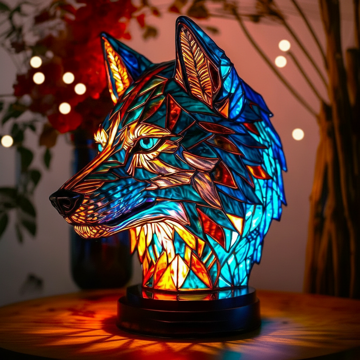 Lámpara de arte con diseño de lobo encantador