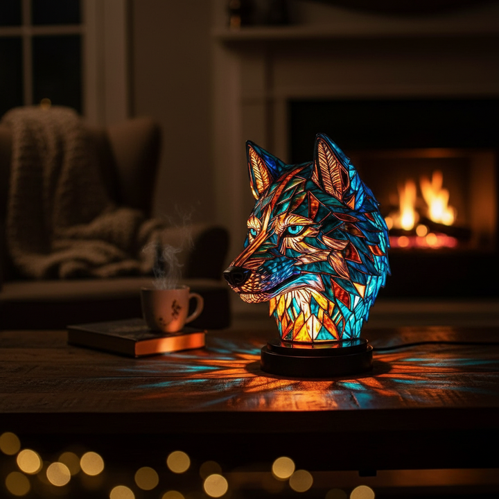Lámpara de arte con diseño de lobo encantador