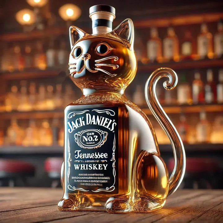 Botella de Whisky con Diseño de Gato