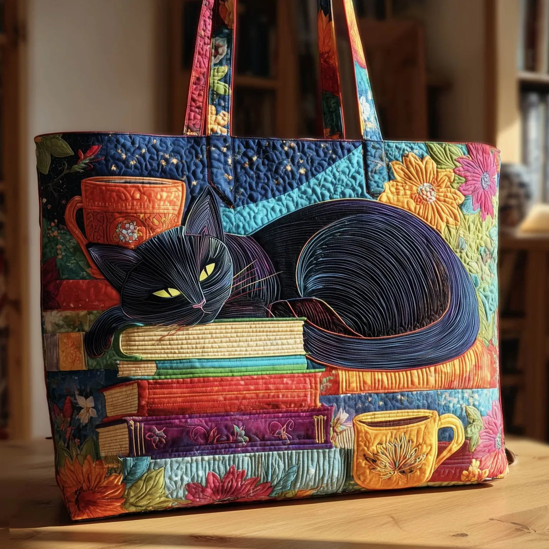 Saco Artesanal - Diseño de Gato Negro, Libros, Taza