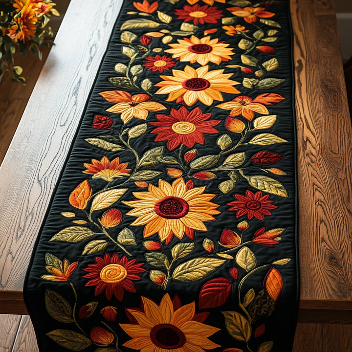 Caminito de mesa de acolchado con diseño de girasoles de otoño