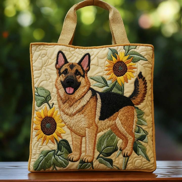 Bolso Tote Acolchado - Floral Perro Pastor Alemán