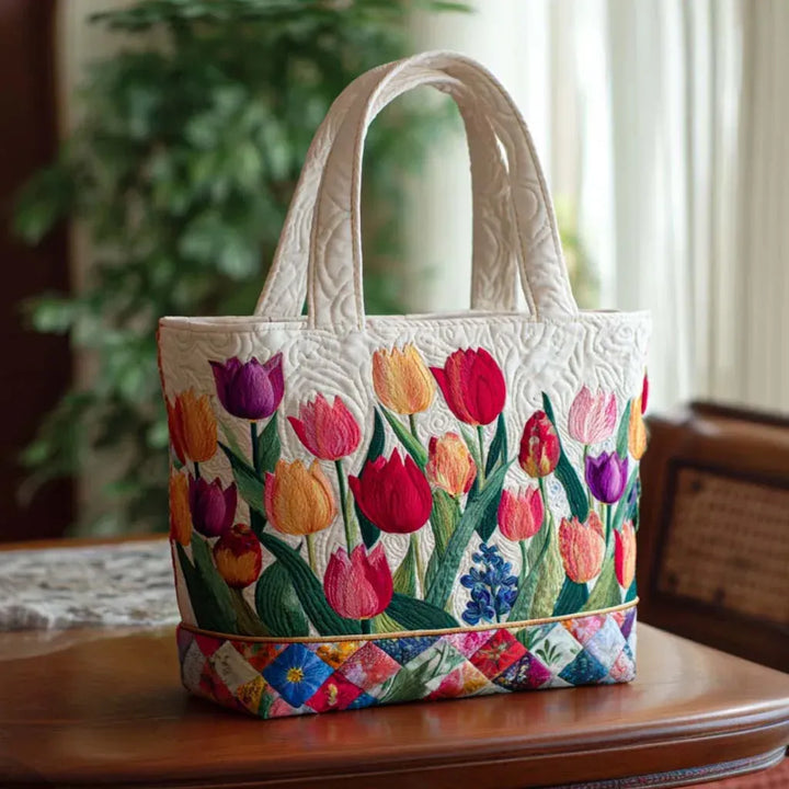 Bolso de quilt de jardín de tulipanes