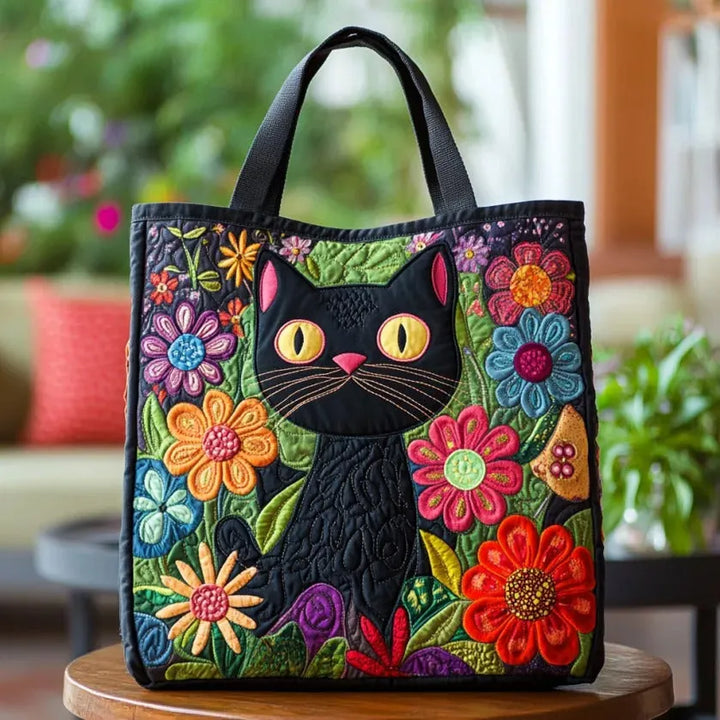 Bolso de acolchado - Diseño de gato negro mágico