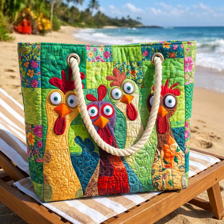Bolsa de playa de arte de pollo funky