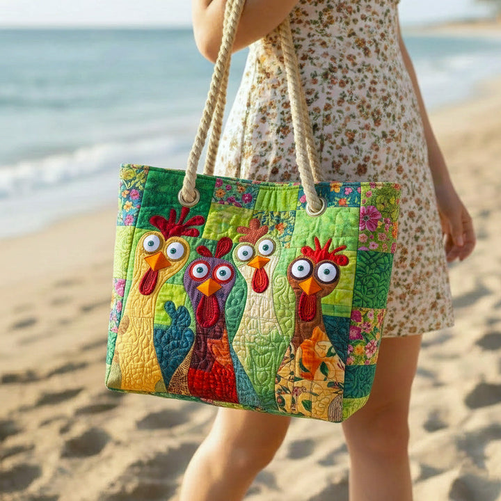 Bolsa de playa de arte de pollo funky