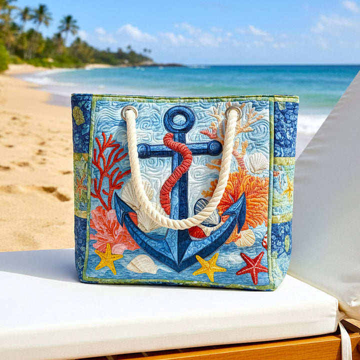 Bolsa de playa hecha a mano | Diseño de ancla de barco