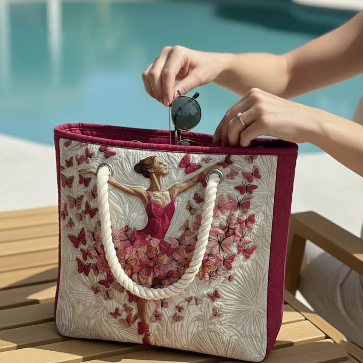 Bolsa de playa hecha a mano con diseño de bailarina