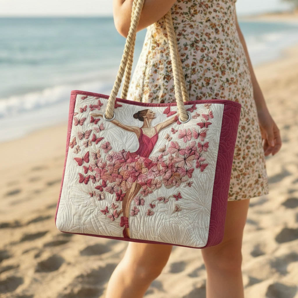 Bolsa de playa hecha a mano con diseño de bailarina