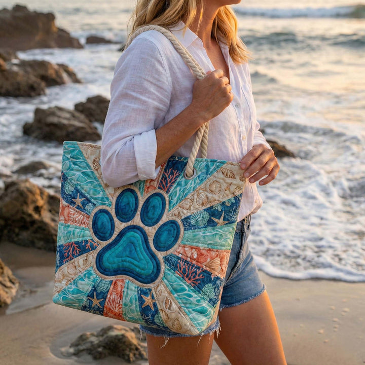 Bolso de Playa Hecho a Mano | Motivo de Huellas