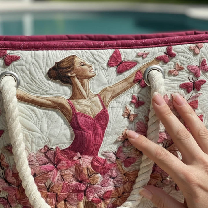 Bolsa de playa hecha a mano con diseño de bailarina