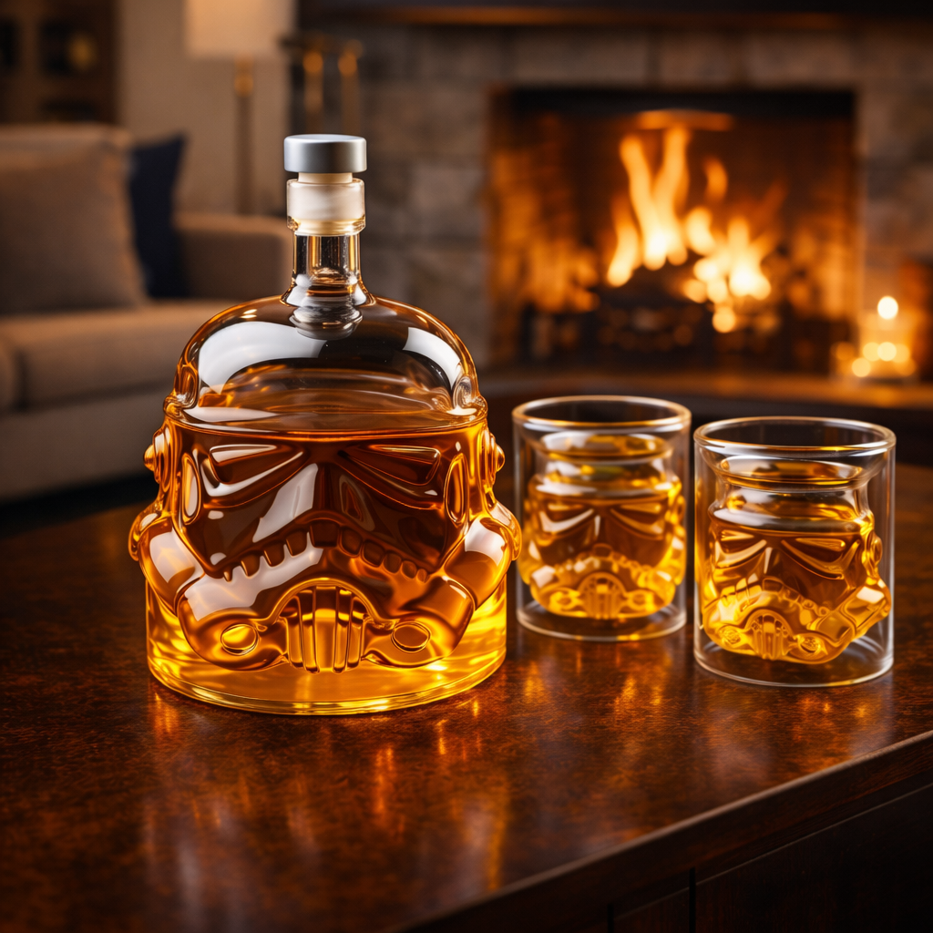 Juego de copas y vasos de whisky elegantes