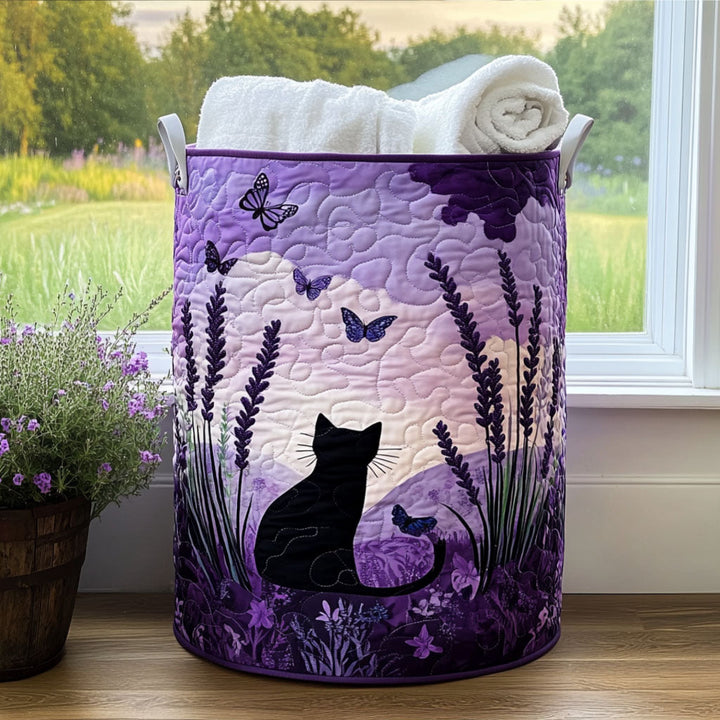 Cesta de ropa hecha a mano con diseño de gatos