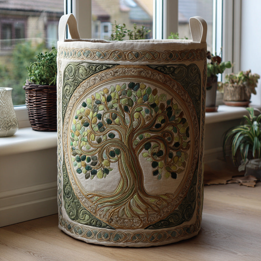 Árbol de la vida | Cesta de lavandería hecha a mano