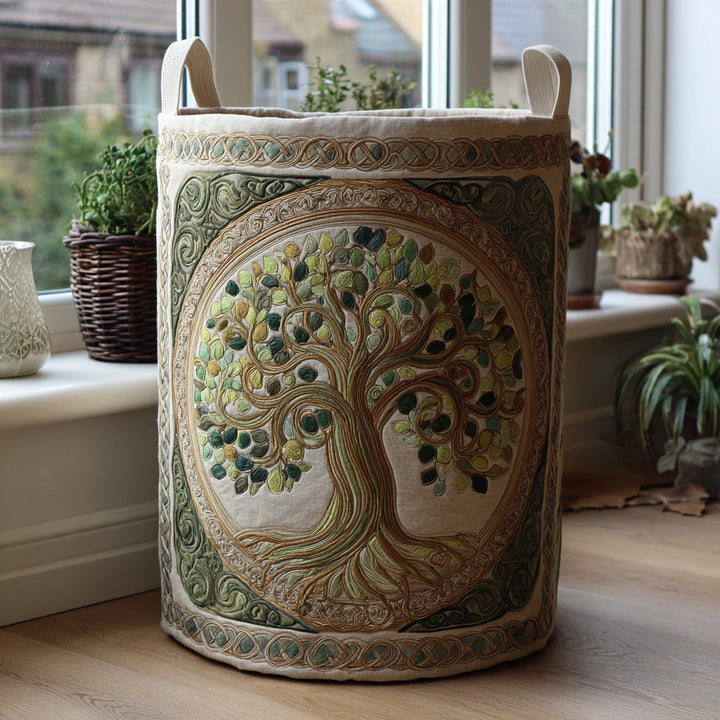 Árbol de la vida | Cesta de lavandería hecha a mano