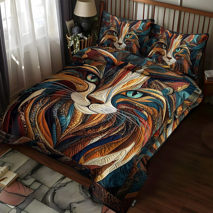 Juego de cama de acolchado de 3 piezas - Con suave sonido de ronroneo