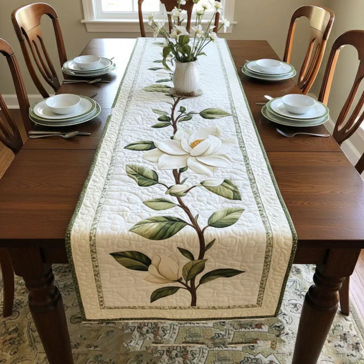 Caminito de mesa de magnolia rústica con acolchado