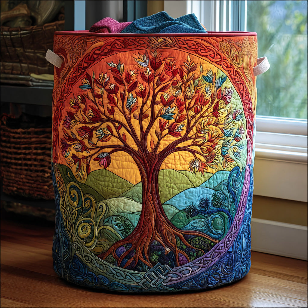 Árbol de la vida | Cesta de lavandería hecha a mano