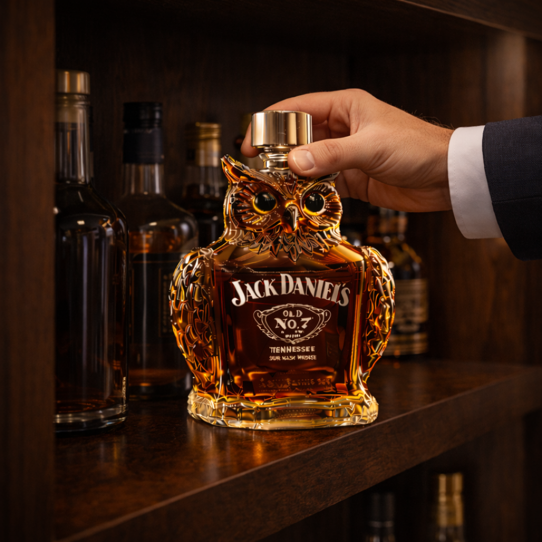 Botella de Whisky con Diseño de Búho