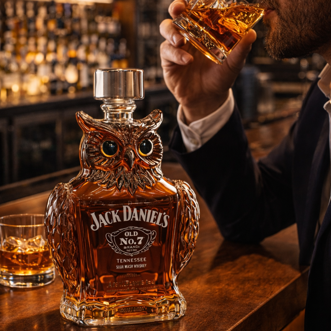 Botella de Whisky con Diseño de Búho