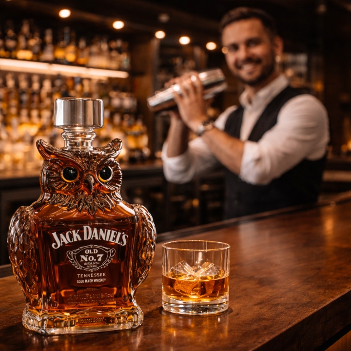 Botella de Whisky con Diseño de Búho
