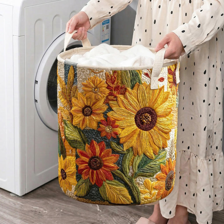 Sueño de girasol | Cesta de lavandería con cojín