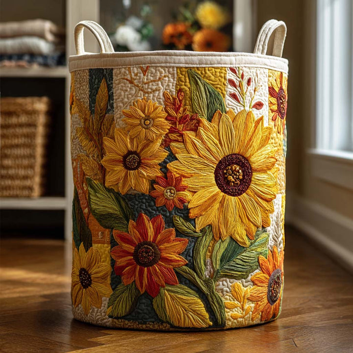 Sueño de girasol | Cesta de lavandería con cojín