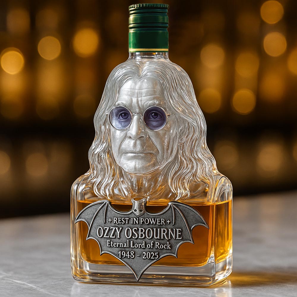 Botella de Whisky Tributo a Ozzy Osbourne con Caja de Exhibición de Vidrio