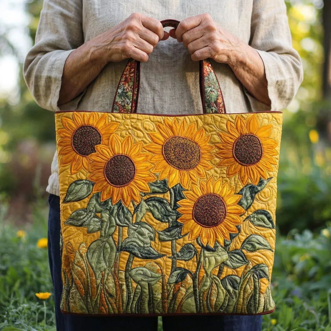 Bolso de quilting clásico con diseño de girasoles