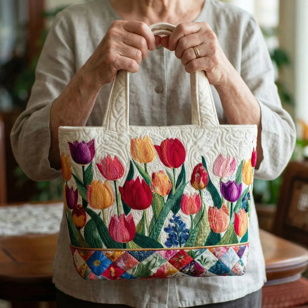 Bolso de quilt de jardín de tulipanes