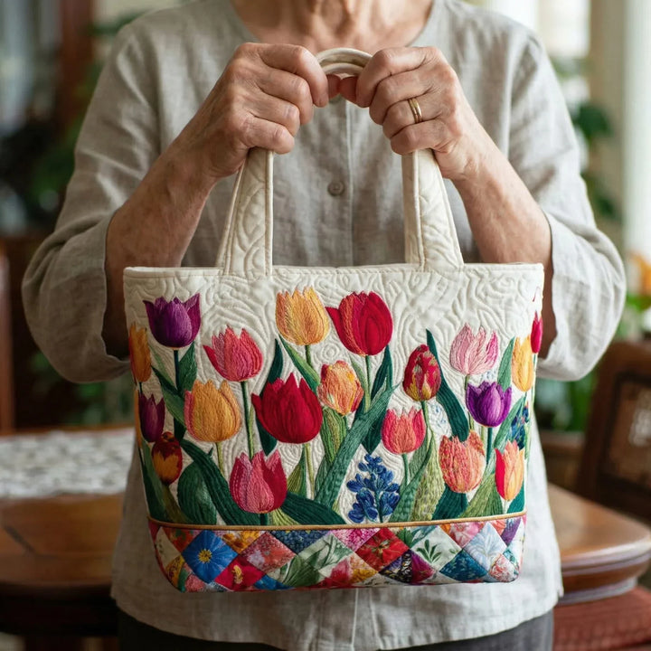 Bolso de quilt de jardín de tulipanes