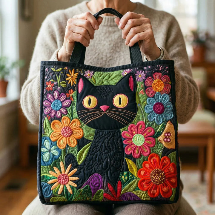 Bolso de acolchado - Diseño de gato negro mágico